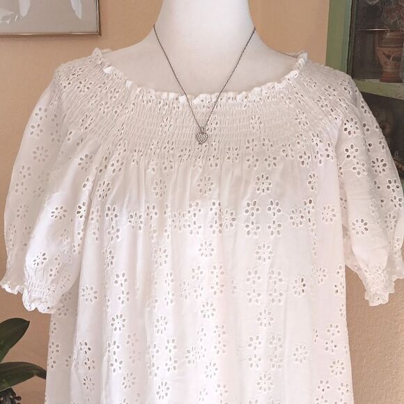 Hill House White Eyelet Nap Dress . Lounge. Beachy .Coastal. Relaxation. - Picture 6 of 15
